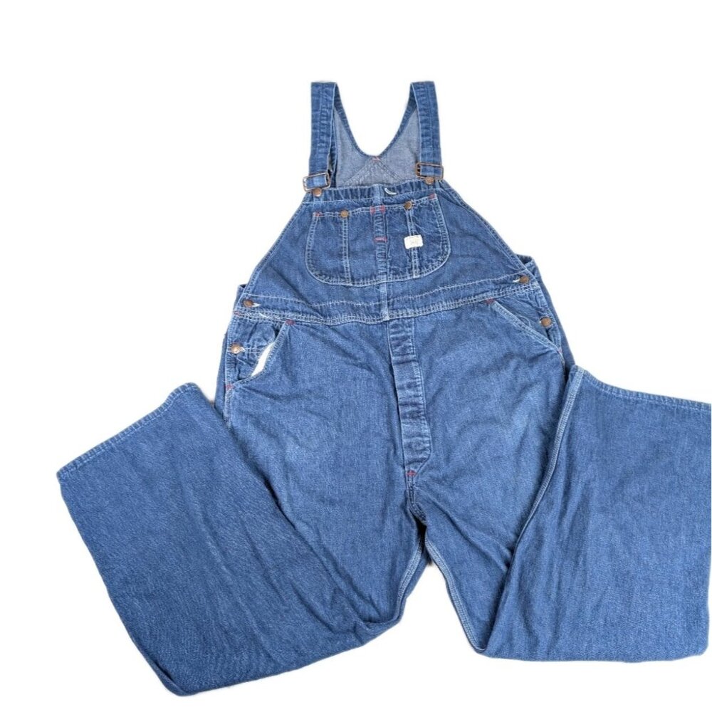 Big Mac Bib Overalls Denim Overalls square bak 44” X 27” no tag Union Made 60s?